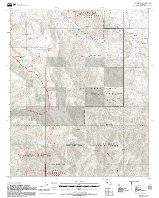 2025 Forest Service Topo Map of Onyx Peak California