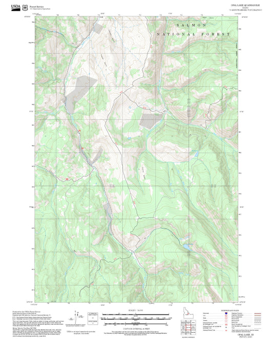 2025 Forest Service Topo Map of Opal Lake Idaho
