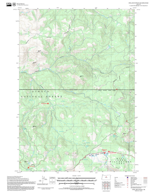 2025 Forest Service Topo Map of Opal Mountain Oregon