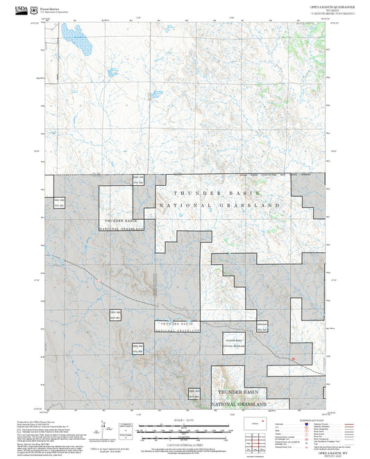 2025 Forest Service Topo Map of Open A Ranch Wyoming