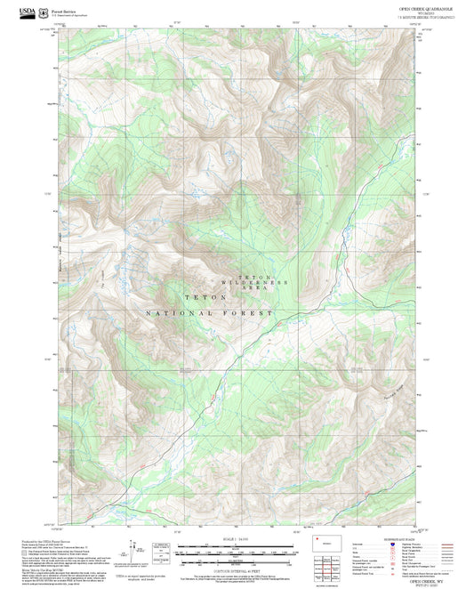 2025 Forest Service Topo Map of Open Creek Wyoming
