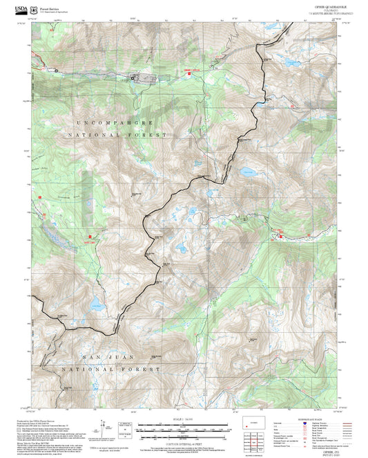 2025 Forest Service Topo Map of Ophir Colorado