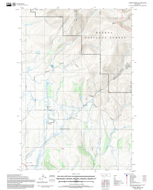 2025 Forest Service Topo Map of Ophir Creek Montana