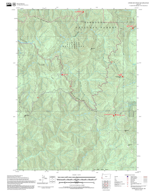 2025 Forest Service Topo Map of Ophir Mountain Oregon
