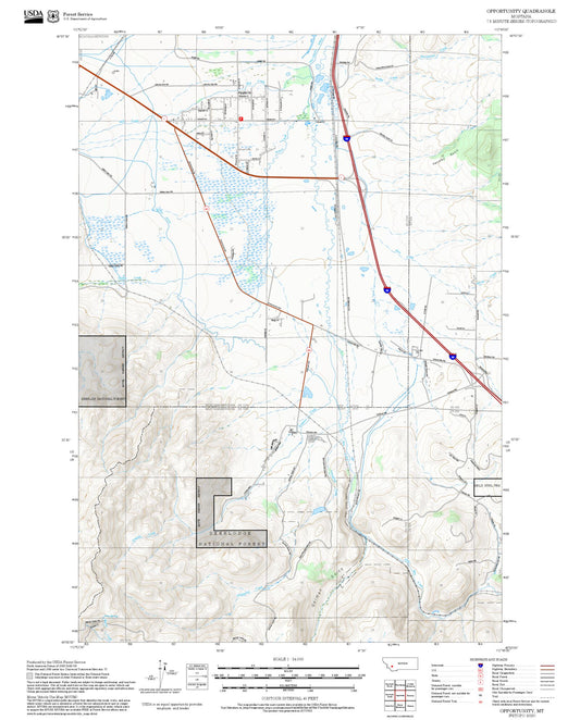 2025 Forest Service Topo Map of Opportunity Montana