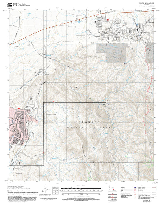 2025 Forest Service Topo Map of Oracle Arizona