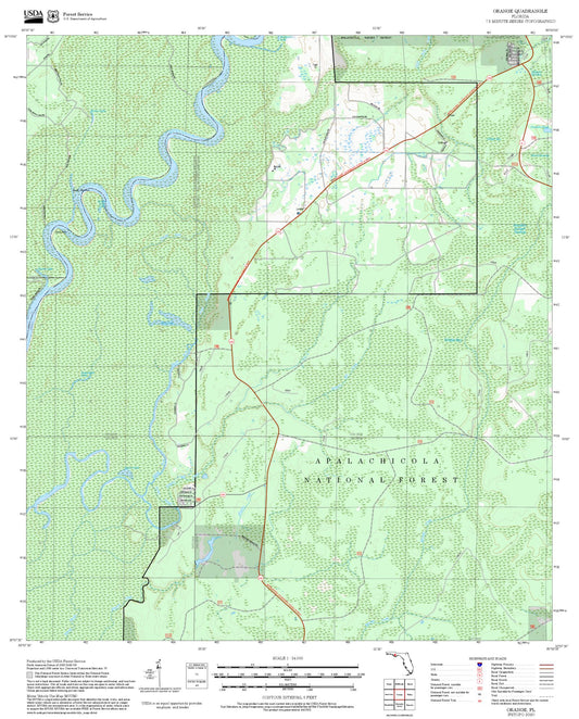 2025 Forest Service Topo Map of Orange Florida