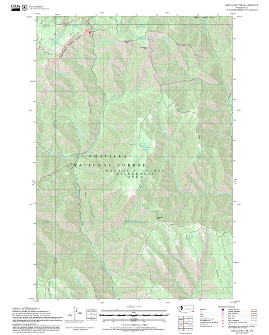 2025 Forest Service Topo Map of Oregon Butte Washington