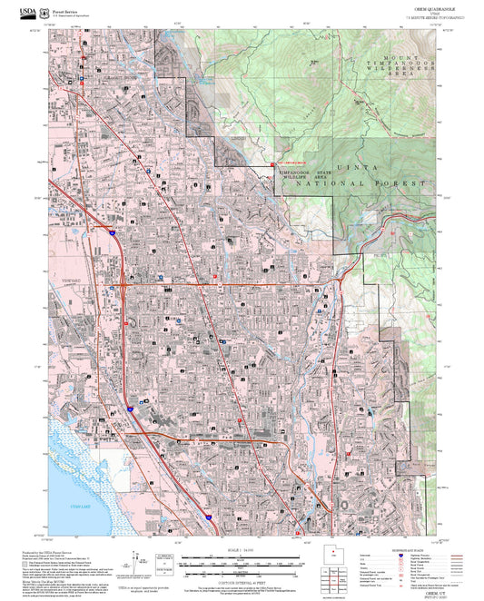 2025 Forest Service Topo Map of Orem Utah