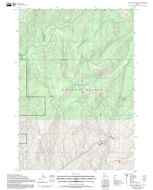 2025 Forest Service Topo Map of Oro Mountain Idaho