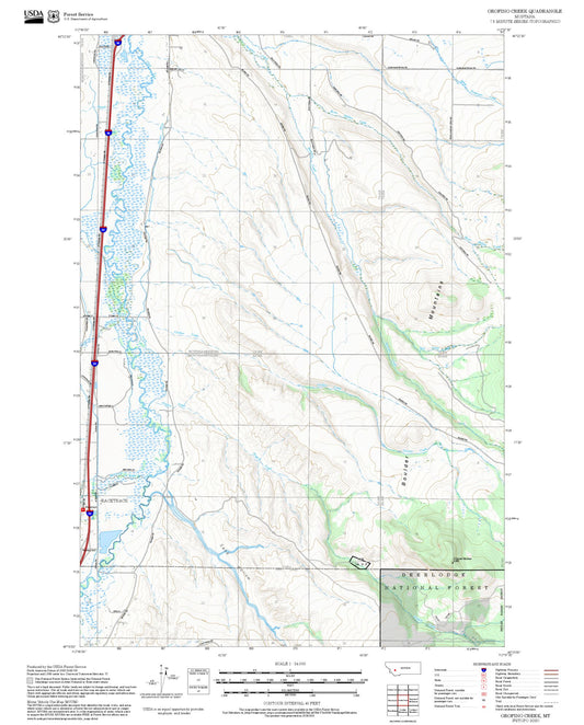 2025 Forest Service Topo Map of Orofino Creek Montana