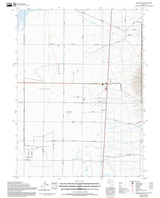 2025 Forest Service Topo Map of Orovada Nevada