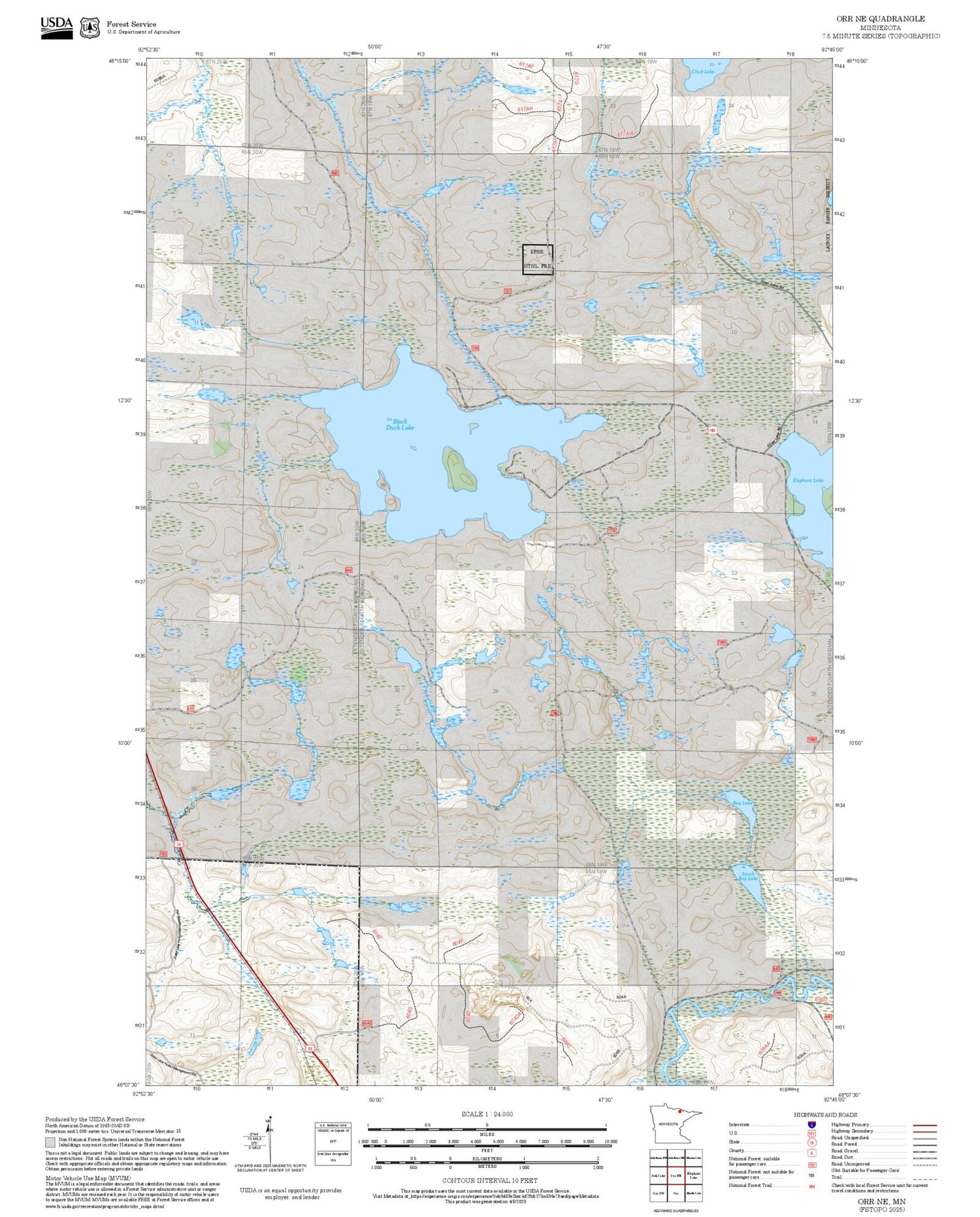 2025 Forest Service Topo Map of Orr NE Minnesota