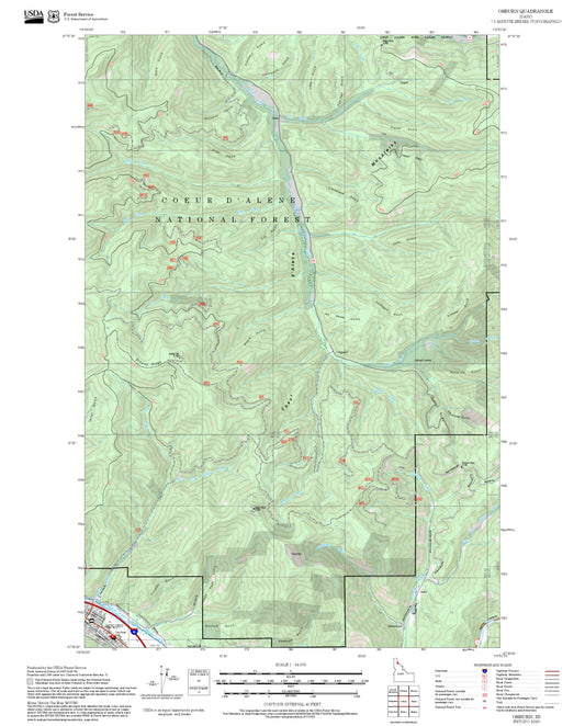 2025 Forest Service Topo Map of Osburn Idaho