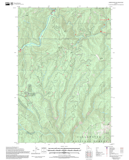 2025 Forest Service Topo Map of Osier Ridge Idaho