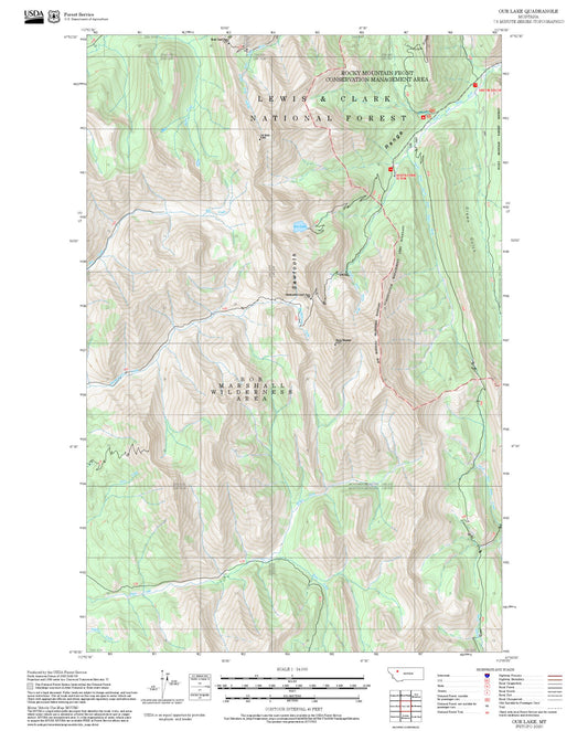 2025 Forest Service Topo Map of Our Lake Montana