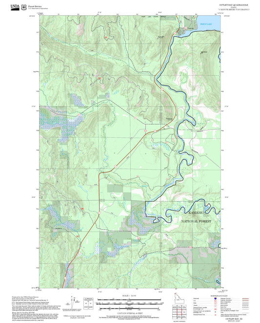 2025 Forest Service Topo Map of Outlet Bay Idaho