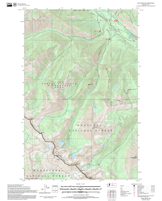 2025 Forest Service Topo Map of Oval Peak Washington