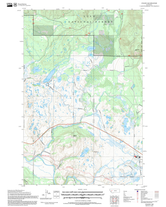 2025 Forest Service Topo Map of Ovando Montana