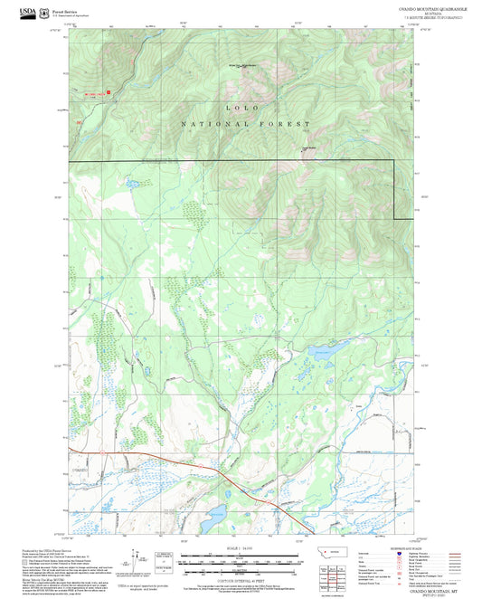 2025 Forest Service Topo Map of Ovando Mountain Montana