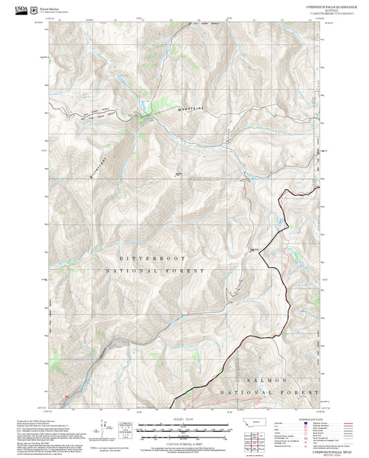 2025 Forest Service Topo Map of Overwhich Falls Montana