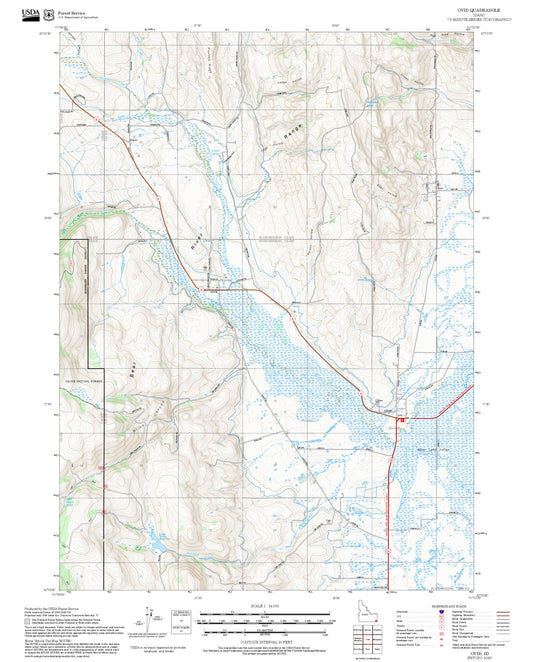 2025 Forest Service Topo Map of Ovid Idaho