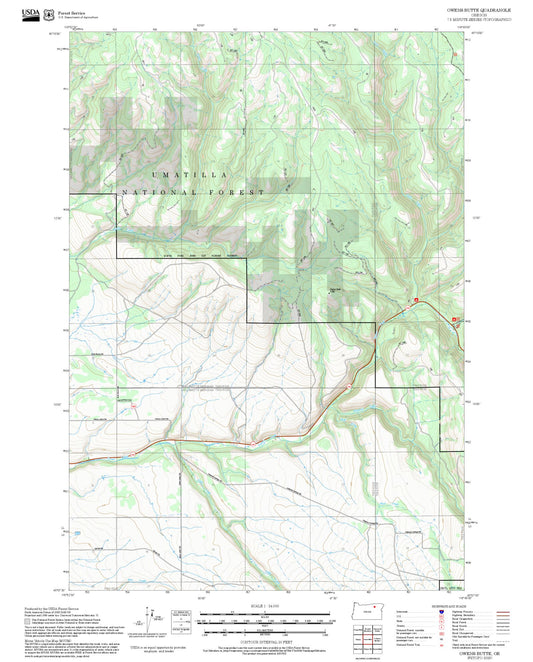 2025 Forest Service Topo Map of Owens Butte Oregon