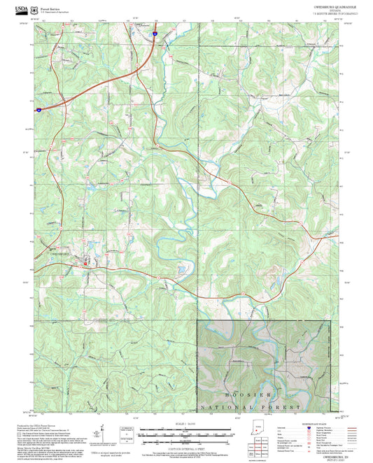 2025 Forest Service Topo Map of Owensburg Indiana