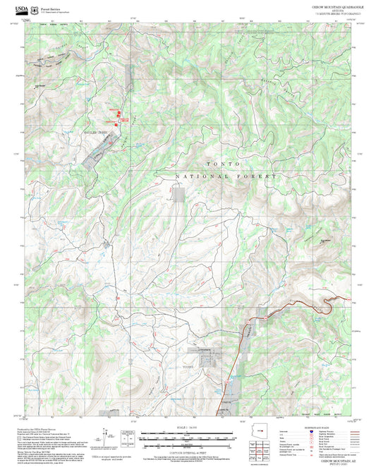 2025 Forest Service Topo Map of Oxbow Mountain Arizona