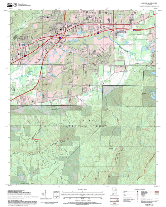 2025 Forest Service Topo Map of Oxford Alabama