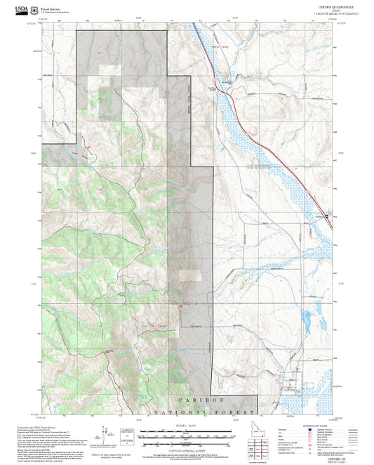 2025 Forest Service Topo Map of Oxford Idaho