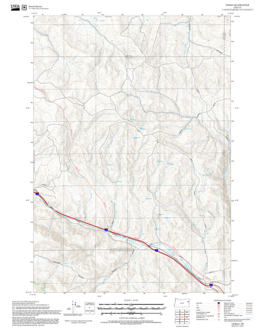 2025 Forest Service Topo Map of Oxman Oregon