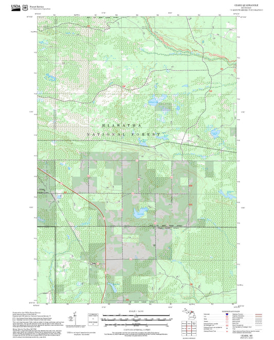 2025 Forest Service Topo Map of Ozark Michigan