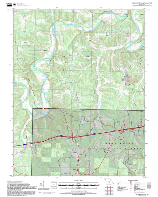 2025 Forest Service Topo Map of Ozark Springs Missouri