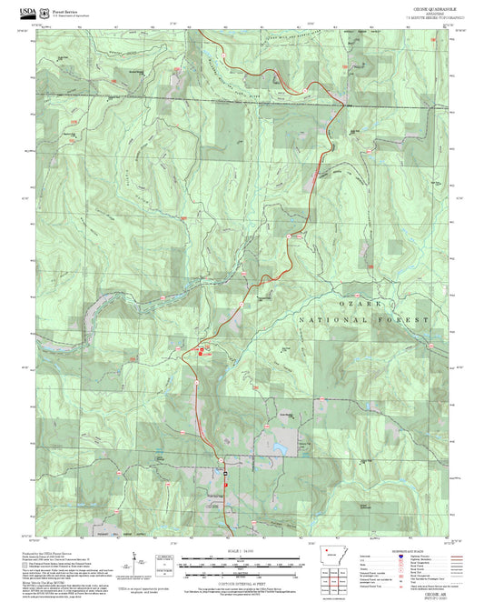 2025 Forest Service Topo Map of Ozone Arkansas