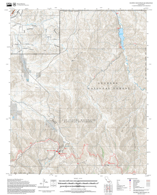 2025 Forest Service Topo Map of Pacifico Mountain California