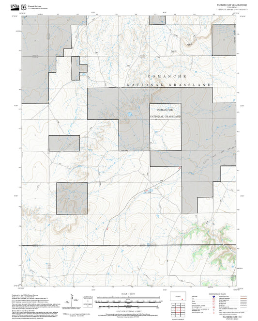 2025 Forest Service Topo Map of Packers Gap Colorado