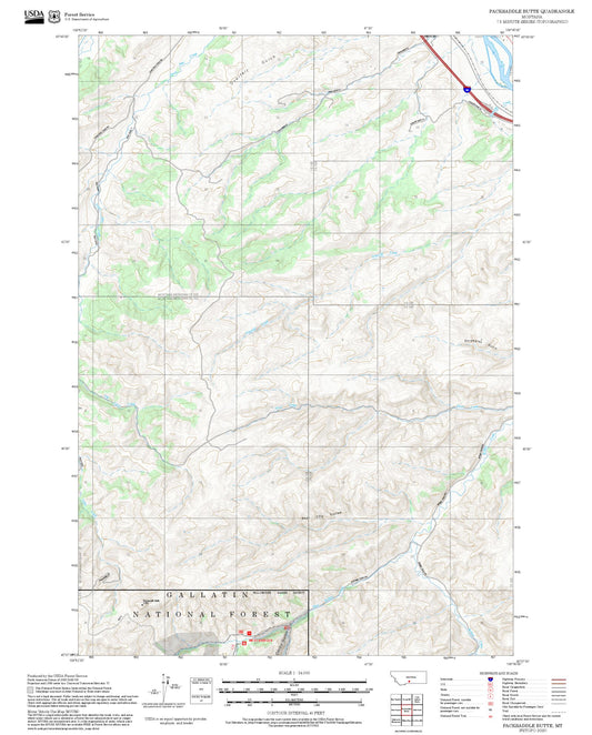 2025 Forest Service Topo Map of Packsaddle Butte Montana