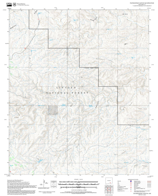 2025 Forest Service Topo Map of Packsaddle Canyon New Mexico