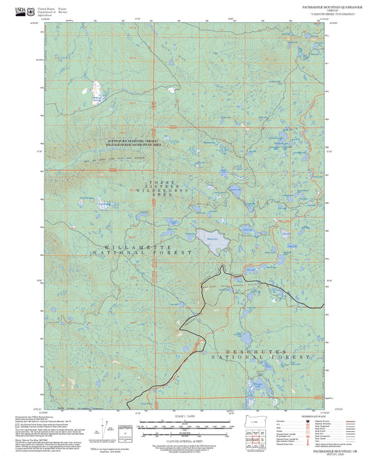 2025 Forest Service Topo Map of Packsaddle Mountain Oregon