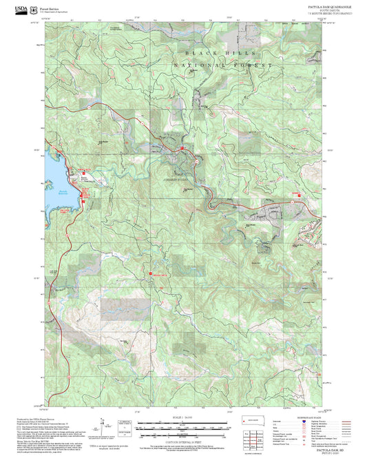 2025 Forest Service Topo Map of Pactola Dam South Dakota