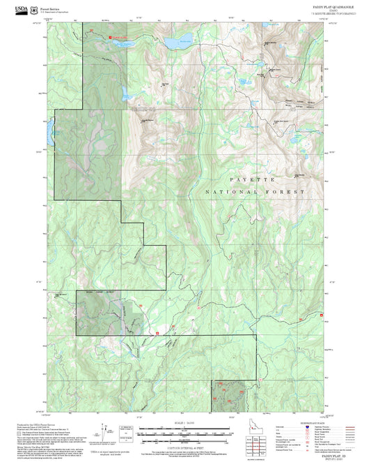 2025 Forest Service Topo Map of Paddy Flat Idaho
