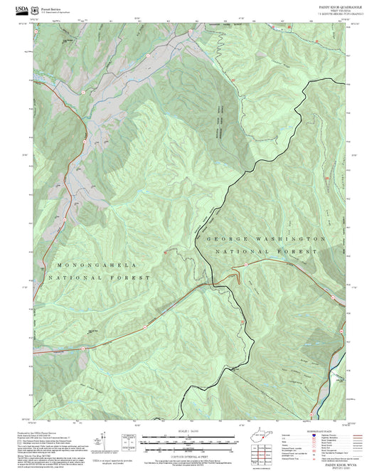 2025 Forest Service Topo Map of Paddy Knob West Virginia