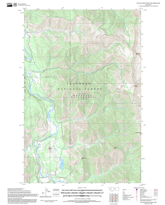 2025 Forest Service Topo Map of Pagoda Mountain Montana