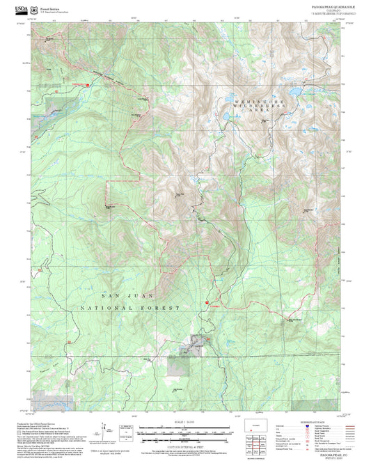 2025 Forest Service Topo Map of Pagosa Peak Colorado