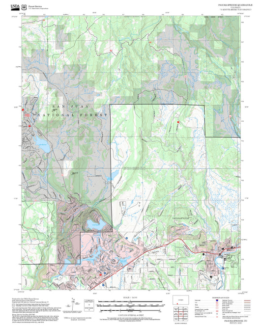 2025 Forest Service Topo Map of Pagosa Springs Colorado