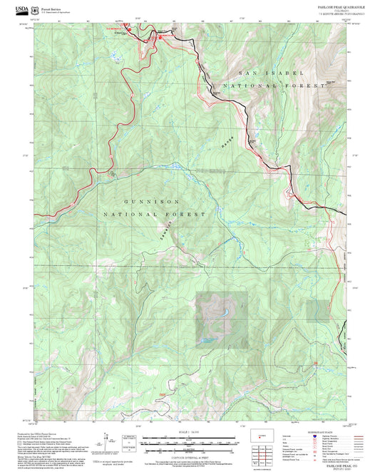2025 Forest Service Topo Map of Pahlone Peak Colorado