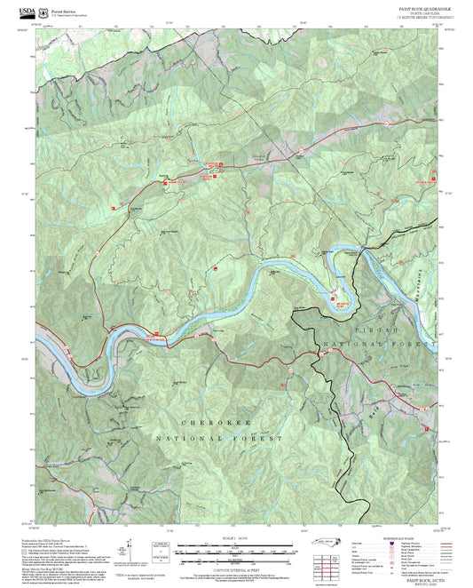 2025 Forest Service Topo Map of Paint Rock North Carolina