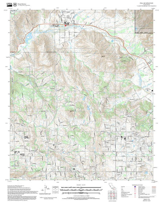 2025 Forest Service Topo Map of Pala California