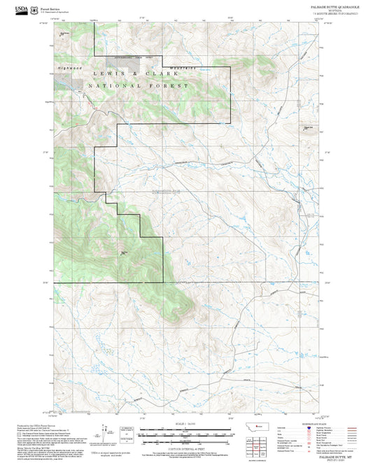 2025 Forest Service Topo Map of Palisade Butte Montana